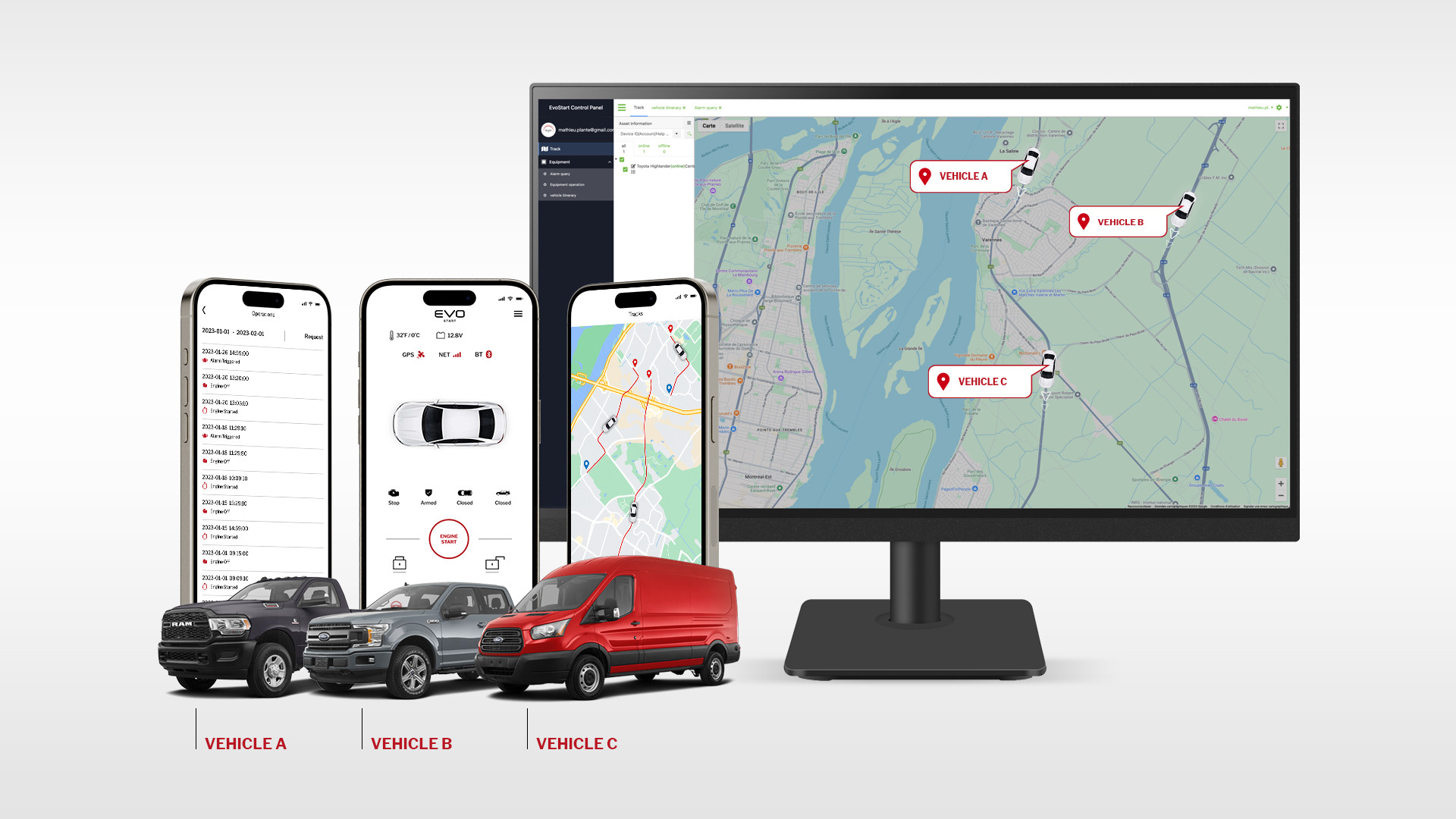 Track and control your vehicles from multiple devices